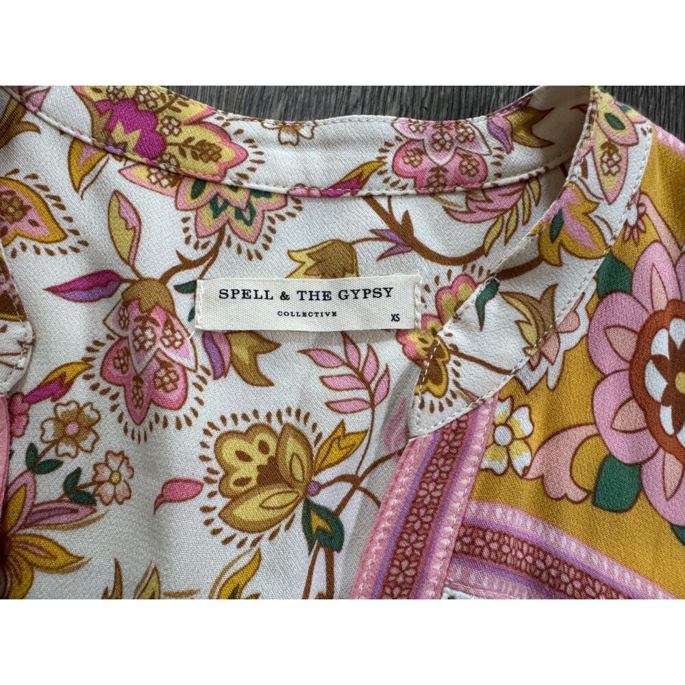 SPELL & THE GYPSY Portobello Long Sleeve Playdress Festival Dress Pink Yellow XS - Picture 5 of 8